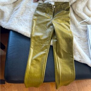 Aritzia Vegan Leather Green pants